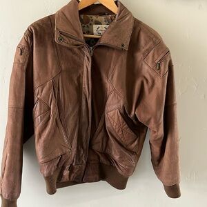 Leather bomber jacket.